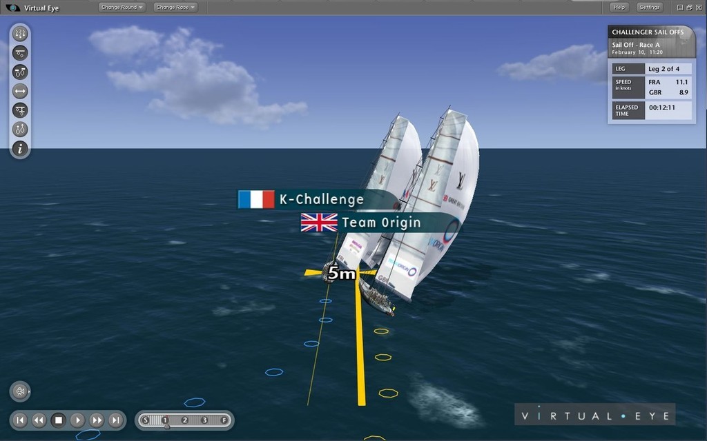 Team Origin and K-Challenge luffing match - Sailoff Louis Vuitton Pacific series © ARL Media http://www.arl.co.nz/